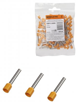 Фотография товара 'Tdm Наконечник-гильза Е4018 4,0мм2 с изолированным фланцем, SQ0512-0026'