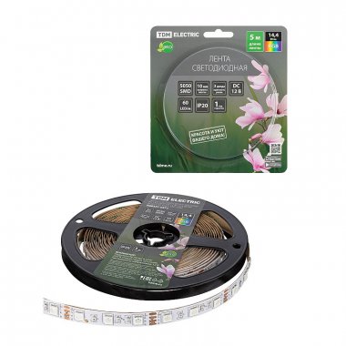 Фотография товара 'Tdm SQ0331-0371 Лента светодиодная SMD5050-60 LED/м-IP20-12 В-14,4 Вт/м-RGB'