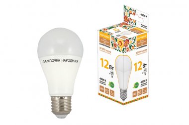 Фотография товара 'Tdm Лампа светодиодная НЛ-LED-A60-12 Вт-230 В-4000 К-Е27, (60х108 мм), Народная SQ0340-1512'