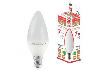 Фотография товара 'Tdm Лампа светодиодная FС37-7 Вт-230 В -3000 К–E14 Народная SQ0340-0193'