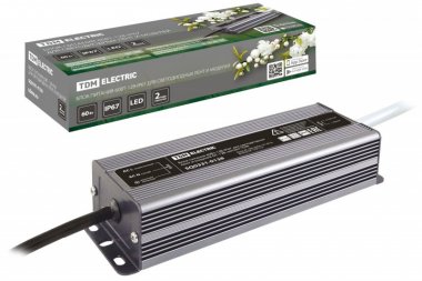 Фотография товара 'Tdm Блок питания 60Вт-12В-IP67 для светодиодных лент и модулей DC 12В, металл SQ0331-0138'