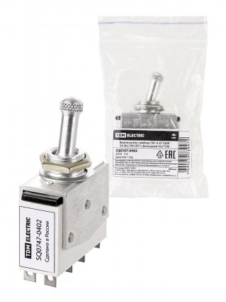 Фотография товара 'Tdm Выключатель-тумблер ТВ1-4 2P 250 В 5 А (8c) ON-OFF с фиксацией (4з), SQ0747-0402'