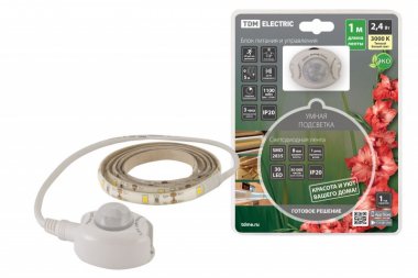 Фотография товара 'Tdm Умная подсветка SMD2835-30LED/m-IP20-5В-2,4Вт-3000К(1 м),датчик движ.и освещ.,акк.Li-Ion 1100мАч SQ0331-0503'