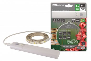 Фотография товара 'Tdm Умная подсветка SMD2835-30LED/m-IP20-5В-2,4Вт-6000К(1 м), датчик движ., 4хААА SQ0331-0500'