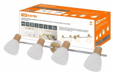 Фотография товара 'Tdm Светильник Спот, 4х40Вт, Е14, 230 В, 50 Гц, IP20, "Бутон", планка, ЭКО, SQ0356-0005'