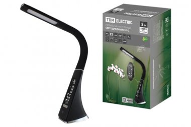 Фотография товара 'Tdm Светильник светодиодный-часы СНЧ-2, 5 Вт, календарь, термометр, 5000 К, сенсор-диммер, USB, SQ0337-0099'