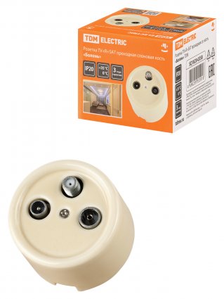 Фотография товара 'Tdm Розетка TV+R+ SAT проходная «Болонь», SQ1820-0358'