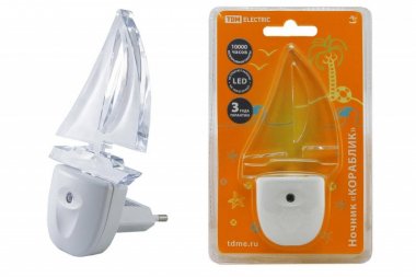 Фотография товара 'Tdm Ночник "Кораблик" с датчиком света, светодиодный, 0.3 Вт 220 В SQ0357-0011'