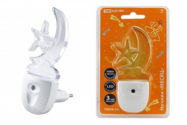 Фотография товара 'Tdm Ночник "Месяц" с датчиком света, светодиодный,0.3 Вт 220 В SQ0357-0009'