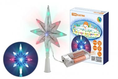 Фотография товара 'Tdm Декоративный элемент на ёлку светодиодный "Звезда" 9LED, 20см, 2хAA , SQ0361-0066'