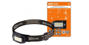 Фотография товара 'Tdm Фонарь «Налобный 11» аккумуляторный, 3+2 Вт 2 светодиода COB, Li-Ion 3,7 В 0,5 А*ч, USB, сенсор,  SQ0350-0063'