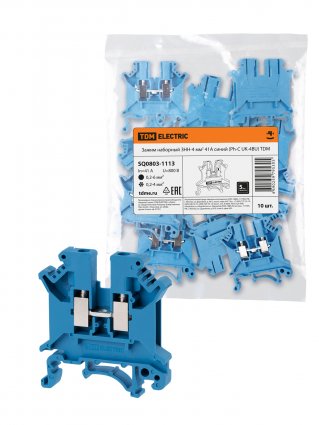 Фотография товара 'Tdm SQ0803-1113 Зажим наборный ЗНН-4мм2 41А синий (Ph-C UK-4BU)'