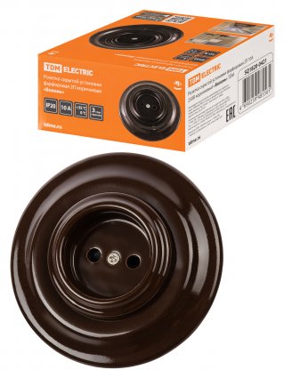 Фотография товара 'Tdm Розетка скрытой установки фарфоровая 2П 10А 250В, SQ1820-0421'