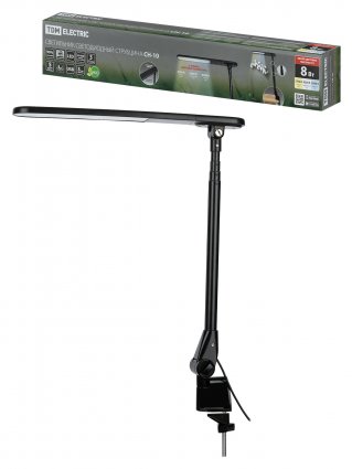 Фотография товара 'Tdm Светильник светодиодный струбцина СН-10, 8 Вт, телескопический, сенс-диммер, 2700-6500 К, USB, SQ0337-0167'