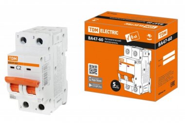 Фотография товара 'Tdm Автоматический выключатель ВА47-60 2Р 16А 6кА SQ0223-0093'