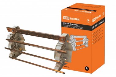 Фотография товара 'Tdm Распределительный блок на DIN-рейку РБ-250 4П 250А (4 шины 10xM6+1хM8) SQ0823-0009'