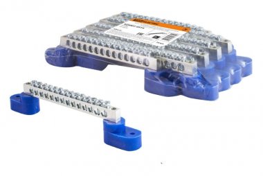 Фотография товара 'Tdm Шина "N" нулевая 6х9мм на двух угловых изоляторах 14 групп никелированная SQ0801-0314'