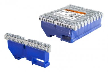 Фотография товара 'Tdm Шина "N" нулевая с изолятором на DIN-рейку 6x9мм стойка 14 групп никелированная SQ0801-0330'