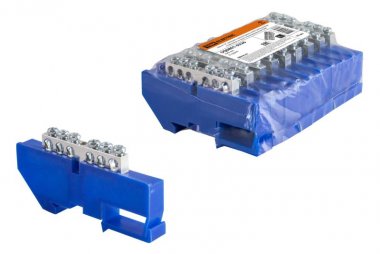 Фотография товара 'Tdm Шина "N" нулевая с изолятором на DIN-рейку 6x9мм стойка 6 групп никелированная SQ0801-0326'