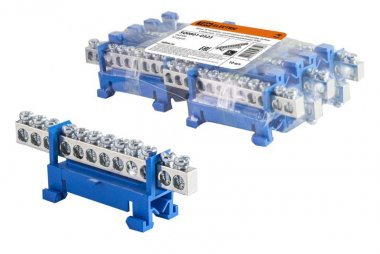 Фотография товара 'Tdm Шина "N" нулевая с изолятором на DIN-рейку 6x9мм стойка 12 групп никелированная SQ0801-0323'