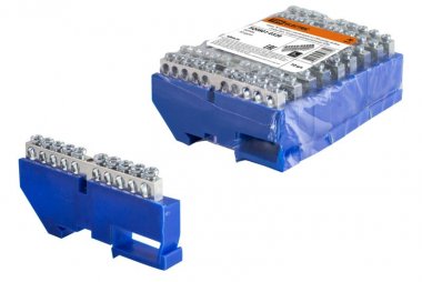 Фотография товара 'Tdm Шина "N" нулевая с изолятором на DIN-рейку 6х9мм стойка 10 групп никелированная SQ0801-0328'