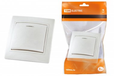 Фотография товара 'Tdm Выключатель 1 клавишный с подсветкой 10А'