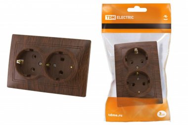 Фотография товара 'Tdm Розетка двойная 2П+З 16А 250В'