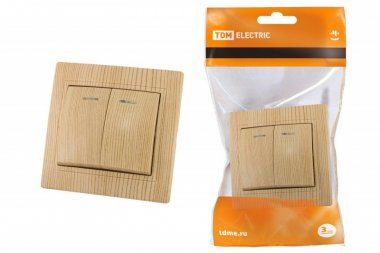 Фотография товара 'Tdm Выключатель 2 клавишный с подсветкой 10А'