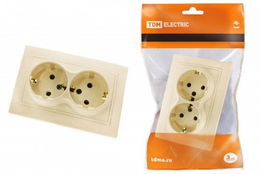 Фотография товара 'Tdm Розетка двойная 2П+З 16А 250В'