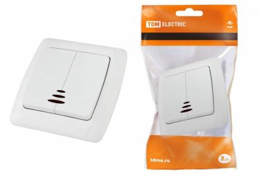 Фотография товара 'Tdm Выключатель 2 кл. с подсветкой 10А "Онега" SQ1805-0005'