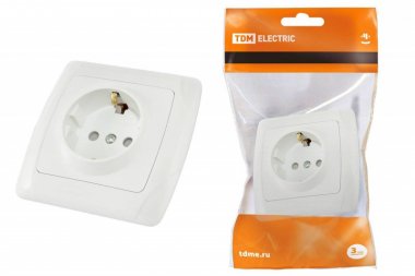 Фотография товара 'Tdm Розетка 2П+З 16А 250В с защитными шторками "Онега" SQ1805-0011'