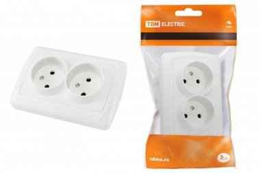 Фотография товара 'Tdm Розетка двойная 2П 10А 250В "Онега" SQ1805-0017'
