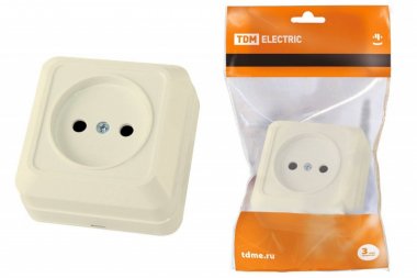 Фотография товара 'Tdm Розетка 2П открытой установки IP20 10А 250В (керамика)'