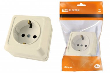 Фотография товара 'Tdm Розетка 2П+3 открытой установки IP20 16А 250В (керамика)'