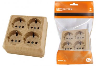 Фотография товара 'Tdm Розетка четырехместная 2П+3 открытой установки IP20 16A'