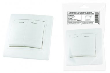 Фотография товара 'Tdm Выключатель 2 клавишный с подсветкой 10А'