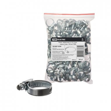 Фотография товара 'Tdm SQ1807-0350 Хомут червячный, d 10-16 мм, оцинк'