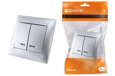 Фотография товара 'Tdm Выключатель 2 клавишный с подсветкой 10А'