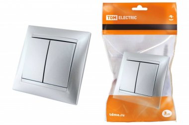 Фотография товара 'Tdm Выключатель 2-х клавишный 10А'