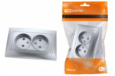 Фотография товара 'Tdm Розетка двойная 2П 10А 250В с защитными шторками'
