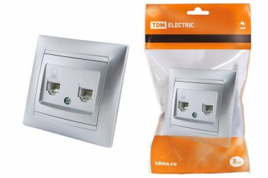 Фотография товара 'Tdm Розетка телефонная RJ11 + компьютерная RJ45'