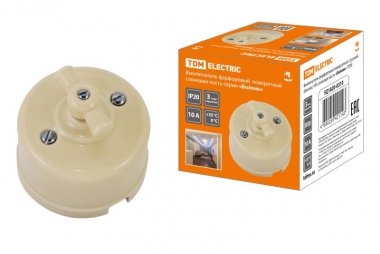 Фотография товара 'Tdm Выключатель фарфоровый поворотный с ручкой (бантик) 10А «Болонь» SQ1820-0310'