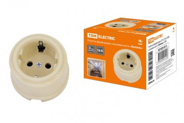 Фотография товара 'Tdm Розетка фарфоровая 2П+З 16А 250В «Болонь» SQ1820-0312'