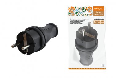 Фотография товара 'Tdm Вилка прямая каучук 2Р+РЕ 16А 250В IP44 серии "Народная" SQ0612-0031'