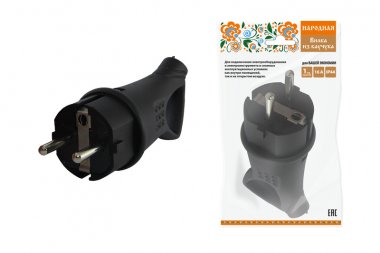 Фотография товара 'Tdm Вилка с ушком каучук 2Р+РЕ 16А 250В IP44 серии "Народная" SQ0612-0032'
