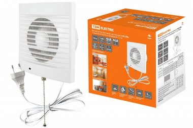 Фотография товара 'Tdm Вентилятор бытовой настенный 100 СВп, с выключателем и проводом SQ1807-0013'