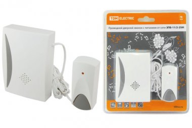 Фотография товара 'Tdm Звонок проводной на батарейках ЗПБ-11/2-25М (25 мелодий, кнопка IP30, 2х1,5В АА) SQ1901-0015'