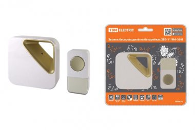 Фотография товара 'Tdm Звонок беспроводной на батарейках ЗББ-11/М4-36М (36 мелодий, кнопка IP44, 2х1,5В АА, многокодовый) SQ1901-0032'