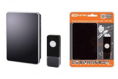 Фотография товара 'Tdm Звонок беспроводной на батарейках ЗББ-11/М5-16М (16 мелодий, кнопка IP44, 3х1,5В АА, многокодовый) SQ1901-0033'