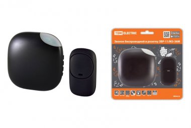 Фотография товара 'Tdm Звонок беспроводной в розетку ЗБР-11/М3-36М (36 мелодий, кнопка IP44, AC 230В, многокодовый) SQ1901-0042'